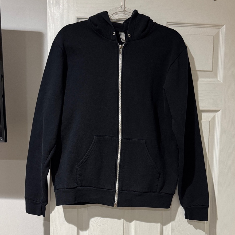 American Apparel women Black Zip-Up Sweater size l
